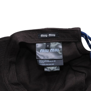 新品同様品 MIU MIU ミュウミュウ キャップ 帽子 ベースボールキャップ ブラウン ホワイト ネイビー 5HC369 中古 4a007021