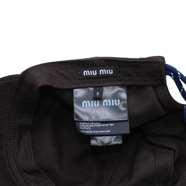 新品同様品 MIU MIU ミュウミュウ キャップ 帽子 ベースボールキャップ ブラウン ホワイト ネイビー 5HC369 中古 4a007021