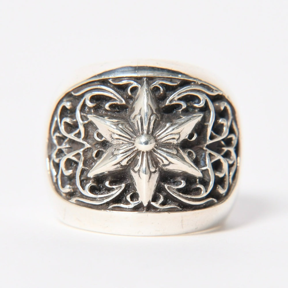 CHROME HEARTS クロムハーツ クラシック オーバルスター リング サイズ18.5号 重量約40.84号 指輪 ダビデスター アラベスク アクセサリー シルバー925 美品 中古 4a007045