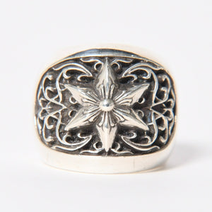CHROME HEARTS クロムハーツ クラシック オーバルスター リング サイズ18.5号 重量約40.84号 指輪 ダビデスター アラベスク アクセサリー シルバー925 美品 中古 4a007045