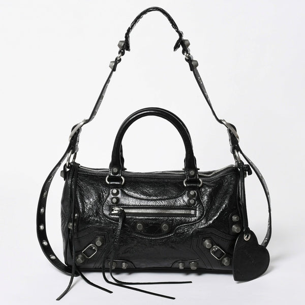 極美品 BALENCIAGA バレンシアガ ル カゴール Le Cagole ダッフルバッグ ミディアム 743383 ブラック 2WAY シルバー金具 美品 中古 4a006924