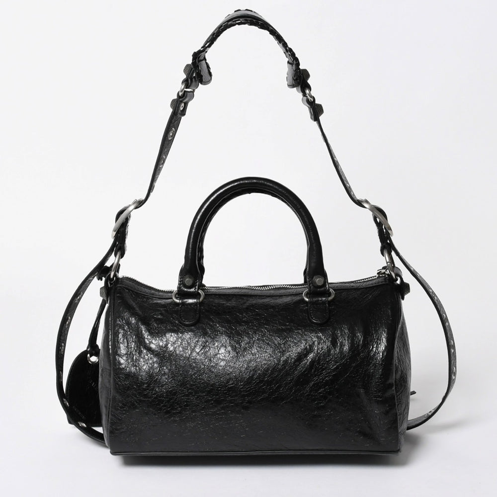 極美品 BALENCIAGA バレンシアガ ル カゴール Le Cagole ダッフルバッグ ミディアム 743383 ブラック 2WAY シルバー金具 美品 中古 4a006924