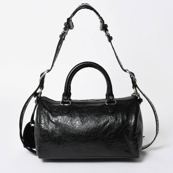 極美品 BALENCIAGA バレンシアガ ル カゴール Le Cagole ダッフルバッグ ミディアム 743383 ブラック 2WAY シルバー金具 美品 中古 4a006924