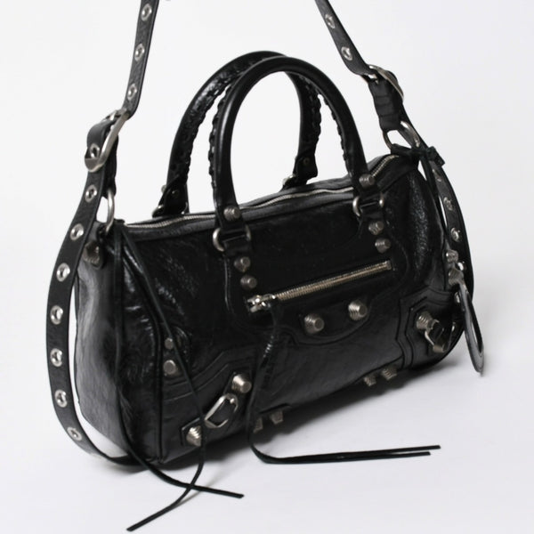 極美品 BALENCIAGA バレンシアガ ル カゴール Le Cagole ダッフルバッグ ミディアム 743383 ブラック 2WAY シルバー金具 美品 中古 4a006924