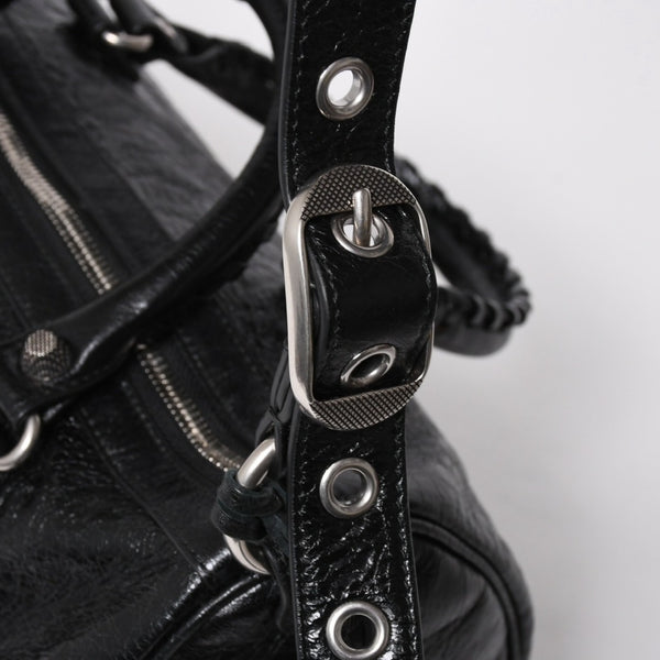 極美品 BALENCIAGA バレンシアガ ル カゴール Le Cagole ダッフルバッグ ミディアム 743383 ブラック 2WAY シルバー金具 美品 中古 4a006924
