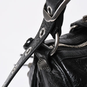 極美品 BALENCIAGA バレンシアガ ル カゴール Le Cagole ダッフルバッグ ミディアム 743383 ブラック 2WAY シルバー金具 美品 中古 4a006924