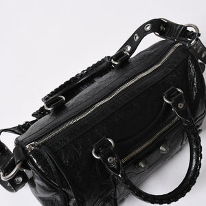 極美品 BALENCIAGA バレンシアガ ル カゴール Le Cagole ダッフルバッグ ミディアム 743383 ブラック 2WAY シルバー金具 美品 中古 4a006924