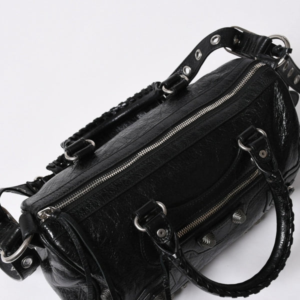 極美品 BALENCIAGA バレンシアガ ル カゴール Le Cagole ダッフルバッグ ミディアム 743383 ブラック 2WAY シルバー金具 美品 中古 4a006924