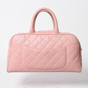極美品 CHANEL シャネル デカココ マトラッセ ボーリングバッグ 8番台 キャビアスキン ピンク ゴールド金具 中古 4a006971