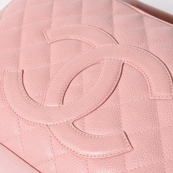 極美品 CHANEL シャネル デカココ マトラッセ ボーリングバッグ 8番台 キャビアスキン ピンク ゴールド金具 中古 4a006971