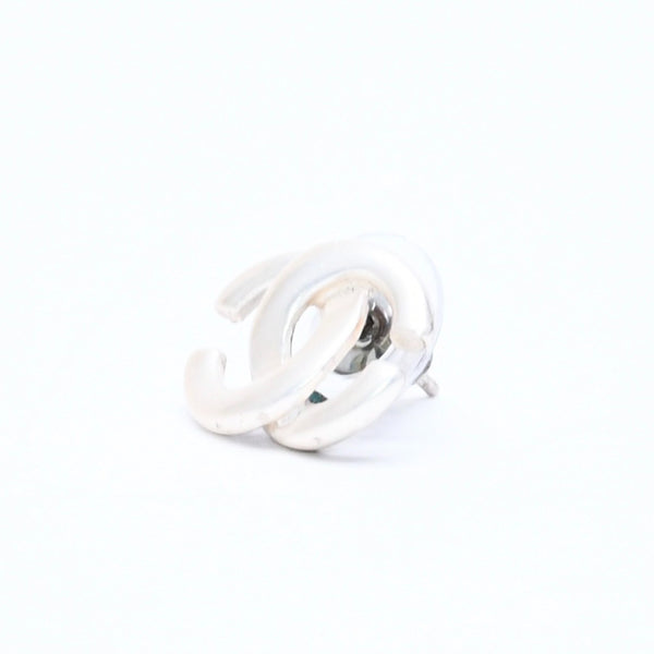 CHANEL Coco Mark Stud Earrings Weight Approximately 1.46g 01A Engraved Metal Silver One Ear Good Condition Used 4a007076