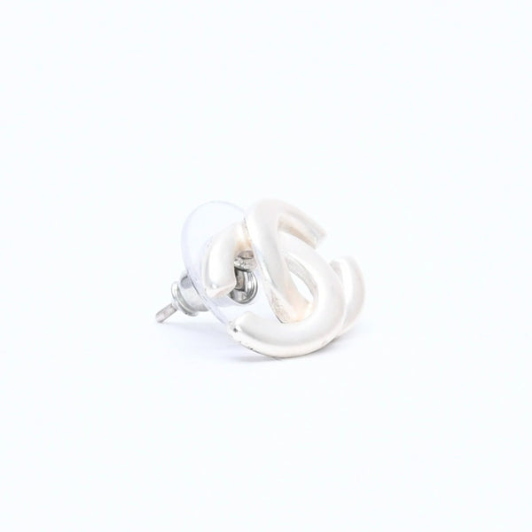 CHANEL Coco Mark Stud Earrings Weight Approximately 1.46g 01A Engraved Metal Silver One Ear Good Condition Used 4a007076