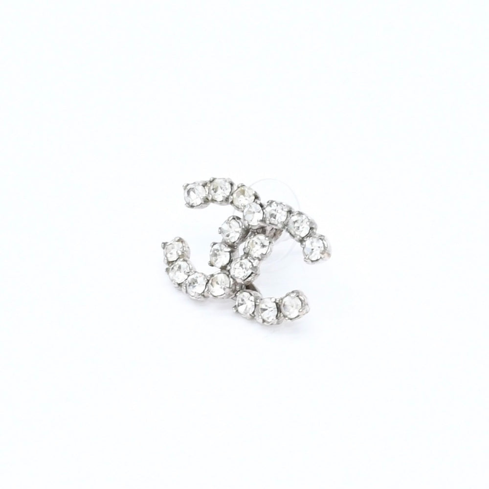CHANEL シャネル ココマーク スタッドピアス 重量約2.37g 04V刻印 メタル シルバー ラインストーン 片耳用 美品 中古 4a007088