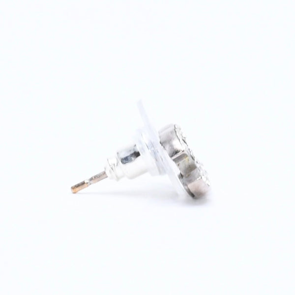 CHANEL Cocomark earrings Weight approx. 1.49g D11V engraved Rhinestone Metal Silver Clear For both ears Good condition Used 4a007084