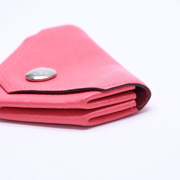 HERMES Le Van Quatre Coin Case Coin Purse Vaux Epson Rose Azalea Pink Silver Hardware C Stamp Good Condition Used 4a007763