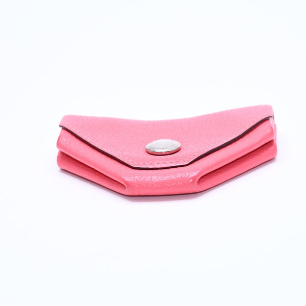 HERMES Le Van Quatre Coin Case Coin Purse Vaux Epson Rose Azalea Pink Silver Hardware C Stamp Good Condition Used 4a007763