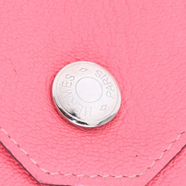 HERMES Le Van Quatre Coin Case Coin Purse Vaux Epson Rose Azalea Pink Silver Hardware C Stamp Good Condition Used 4a007763