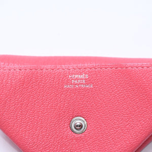 HERMES Le Van Quatre Coin Case Coin Purse Vaux Epson Rose Azalea Pink Silver Hardware C Stamp Good Condition Used 4a007763