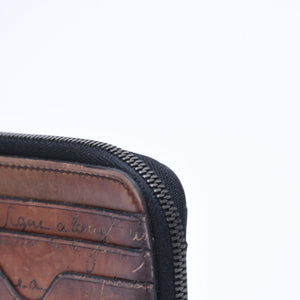 BERLUTI Core Logic Scritto Leather Zip Card Holder Brown Venetian Calf Leather Fragment Case Good Condition Used 4a007902