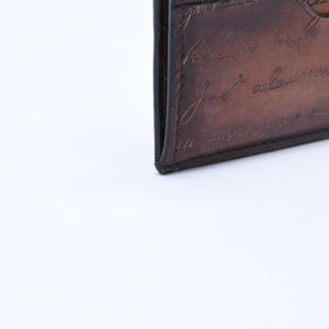 BERLUTI Core Logic Scritto Leather Zip Card Holder Brown Venetian Calf Leather Fragment Case Good Condition Used 4a007902