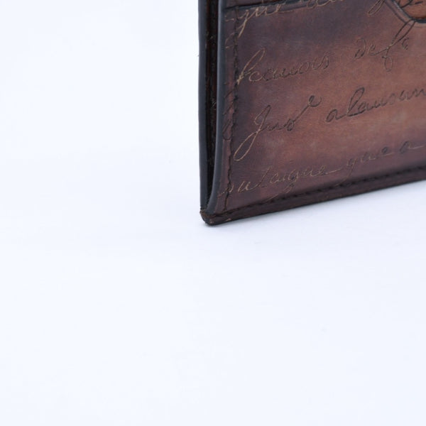 BERLUTI Core Logic Scritto Leather Zip Card Holder Brown Venetian Calf Leather Fragment Case Good Condition Used 4a007902