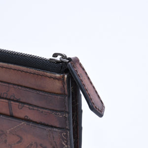 BERLUTI Core Logic Scritto Leather Zip Card Holder Brown Venetian Calf Leather Fragment Case Good Condition Used 4a007902