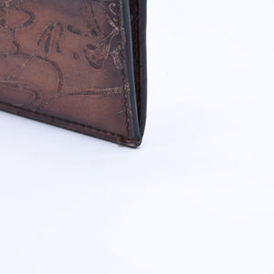 BERLUTI Core Logic Scritto Leather Zip Card Holder Brown Venetian Calf Leather Fragment Case Good Condition Used 4a007902