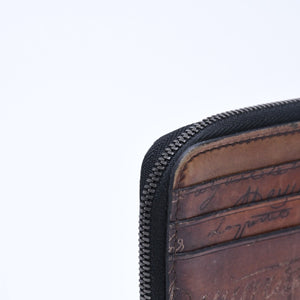 BERLUTI Core Logic Scritto Leather Zip Card Holder Brown Venetian Calf Leather Fragment Case Good Condition Used 4a007902