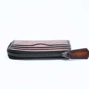 BERLUTI Core Logic Scritto Leather Zip Card Holder Brown Venetian Calf Leather Fragment Case Good Condition Used 4a007902