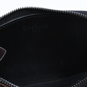 BERLUTI Core Logic Scritto Leather Zip Card Holder Brown Venetian Calf Leather Fragment Case Good Condition Used 4a007902