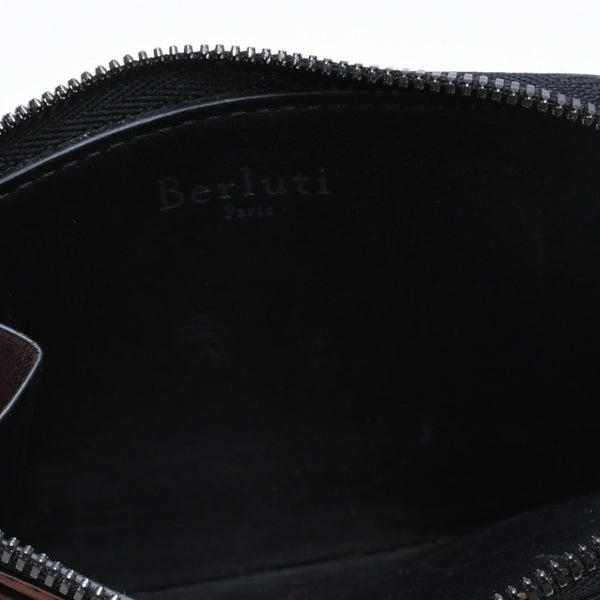 BERLUTI Core Logic Scritto Leather Zip Card Holder Brown Venetian Calf Leather Fragment Case Good Condition Used 4a007902