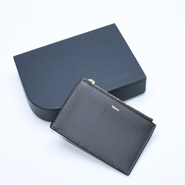 New and unused VALEXTRA fragment case SGNL0009028LOCCP99 dark gray zipped card holder calfskin used 4a007903