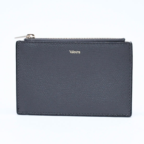 New and unused VALEXTRA fragment case SGNL0009028LOCCP99 dark gray zipped card holder calfskin used 4a007903