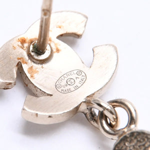 CHANEL Coco Mark Drop Earrings Weight Approx. 2.92g 08A Engraved GP Metal Rhinestone For Both Ears Good Condition Used 4a007093