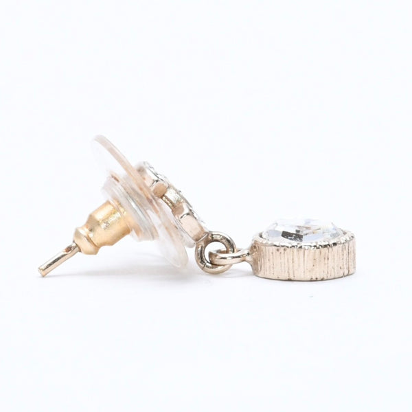 CHANEL Coco Mark Drop Earrings Weight Approx. 2.92g 08A Engraved GP Metal Rhinestone For Both Ears Good Condition Used 4a007093
