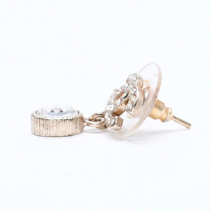 CHANEL Coco Mark Drop Earrings Weight Approx. 2.92g 08A Engraved GP Metal Rhinestone For Both Ears Good Condition Used 4a007093
