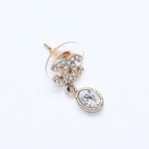 CHANEL Coco Mark Drop Earrings Weight Approx. 2.92g 08A Engraved GP Metal Rhinestone For Both Ears Good Condition Used 4a007093