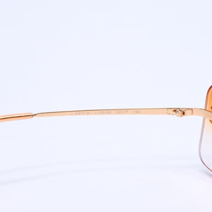 Very Good Condition CHANEL Rimless Sunglasses Eyewear 4017-D c.125/56 Size 62□17 120 Coco Mark Rhinestone Orange Used 4a007106