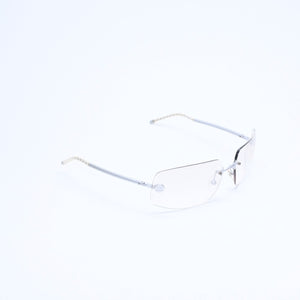 極美品 CHANEL シャネル リムレス サングラス アイウェア 4035 c.167/6I サイズ63□16 120 ココマーク シルバー グレー 中古 4a008250