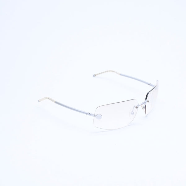 極美品 CHANEL シャネル リムレス サングラス アイウェア 4035 c.167/6I サイズ63□16 120 ココマーク シルバー グレー 中古 4a008250