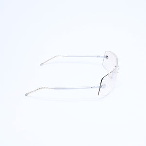 極美品 CHANEL シャネル リムレス サングラス アイウェア 4035 c.167/6I サイズ63□16 120 ココマーク シルバー グレー 中古 4a008250
