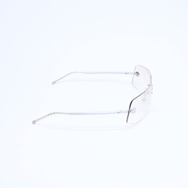 極美品 CHANEL シャネル リムレス サングラス アイウェア 4035 c.167/6I サイズ63□16 120 ココマーク シルバー グレー 中古 4a008250
