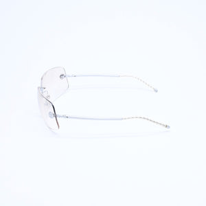 極美品 CHANEL シャネル リムレス サングラス アイウェア 4035 c.167/6I サイズ63□16 120 ココマーク シルバー グレー 中古 4a008250