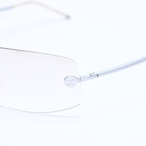 極美品 CHANEL シャネル リムレス サングラス アイウェア 4035 c.167/6I サイズ63□16 120 ココマーク シルバー グレー 中古 4a008250