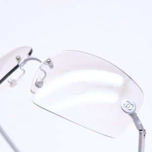 極美品 CHANEL シャネル リムレス サングラス アイウェア 4035 c.167/6I サイズ63□16 120 ココマーク シルバー グレー 中古 4a008250