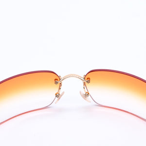 Very Good Condition CHANEL Rimless Sunglasses Eyewear 4017-D c.125/56 Size 62□17 120 Coco Mark Rhinestone Orange Used 4a007106