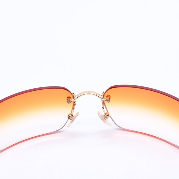 Very Good Condition CHANEL Rimless Sunglasses Eyewear 4017-D c.125/56 Size 62□17 120 Coco Mark Rhinestone Orange Used 4a007106