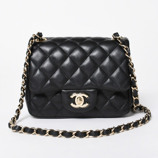 CHANEL シャネル ミニマトラッセ16 Sフラップ Sチェーンショルダーバッグ 31番台 ココマーク ラムスキン ブラック 中古 4a007109