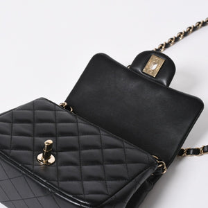CHANEL シャネル ミニマトラッセ16 Sフラップ Sチェーンショルダーバッグ 31番台 ココマーク ラムスキン ブラック 中古 4a007109