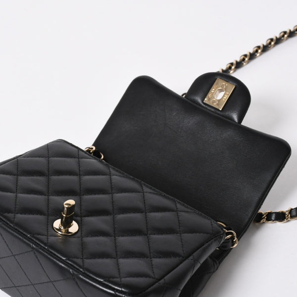 CHANEL シャネル ミニマトラッセ16 Sフラップ Sチェーンショルダーバッグ 31番台 ココマーク ラムスキン ブラック 中古 4a007109